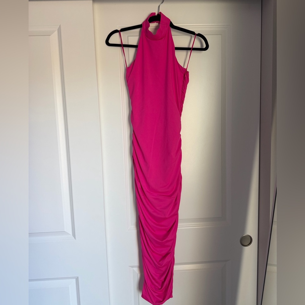 Superdown Pink Ruched Backless Midi Dress - Picture 3 of 4